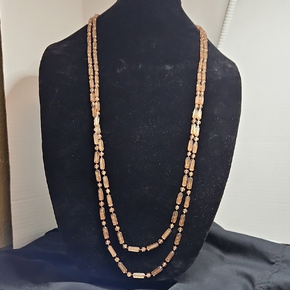 Pinkish Beaded Double-Strand Necklace